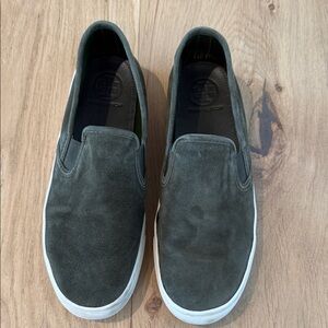 Tory Burch Dark Green Suede Loafers